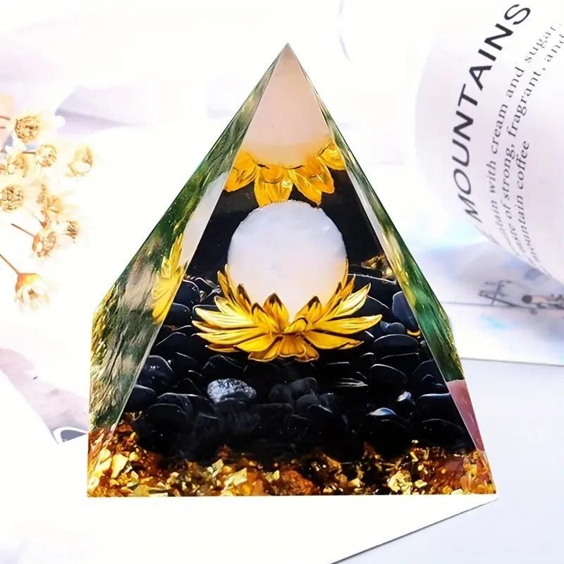 Natural Obsidian Orgonite Chakra Protection Crystal Energy Pyramid