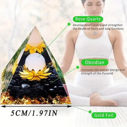 Natural Obsidian Orgonite Chakra Protection Crystal Energy Pyramid